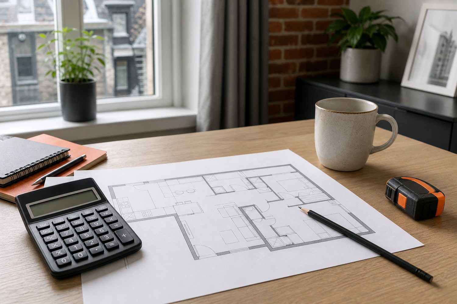 Calculatrice et plan résidentiel