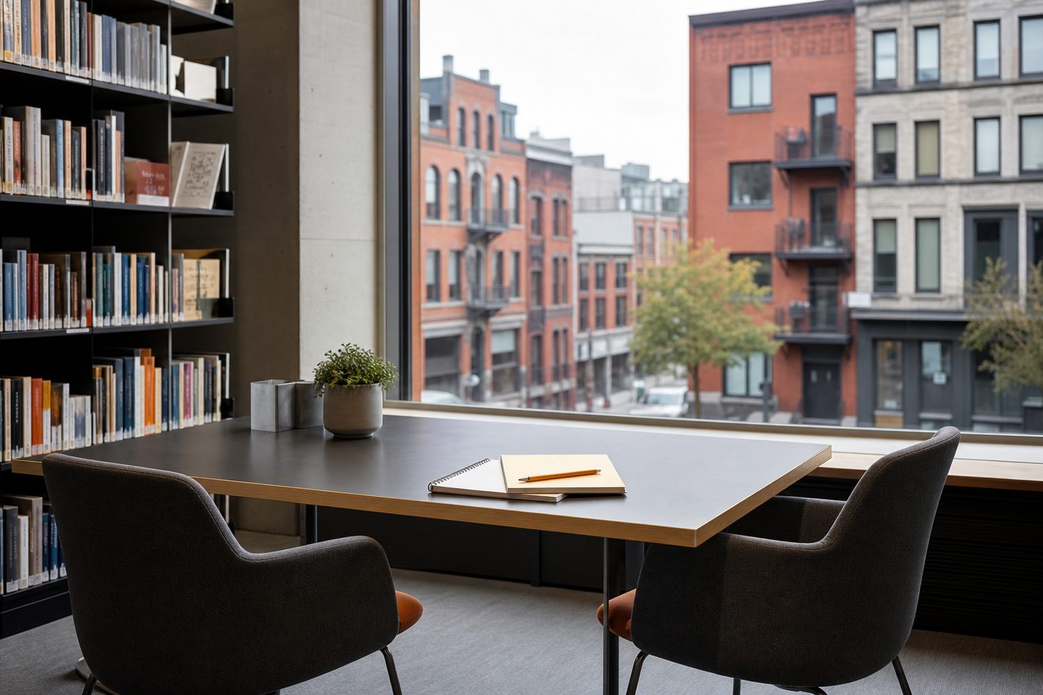 Table de consultation vide à Montréal